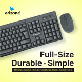 ARIZONE MK1623 Wireless Arabic/English Keyboard And Mouse Combo For Windows, 2.4 Ghz Wireless, Compact Wireless Mouse, Multimedia And Shortcut Keys, Pc/Laptop