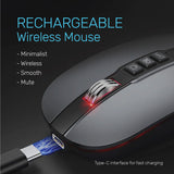 ARIZONE Wireless Mouse, Rechargeable Wireless Silent Mouse, 2.4G Portable USB 2400 Dpi Optical Wireless Computer Mouse with USB Receiver