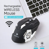 ARIZONE Wireless Gaming Mouse with Dual Mode, Rechargeable Ergonomic Grips, Adjustable DPI Values, 2 Programmable Side Buttons, Breathing Backlit