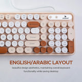 Arizone K92 Wired Keyboard with Round Keys, Multimedia Function Keys, English/Arabic Layout, Swappable Keycaps – USB Plug & Play Keyboard for PC and Laptop